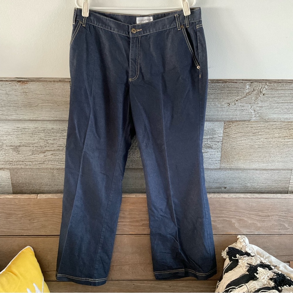 Sag Harbor dark wash wide-leg flare jeans size 14